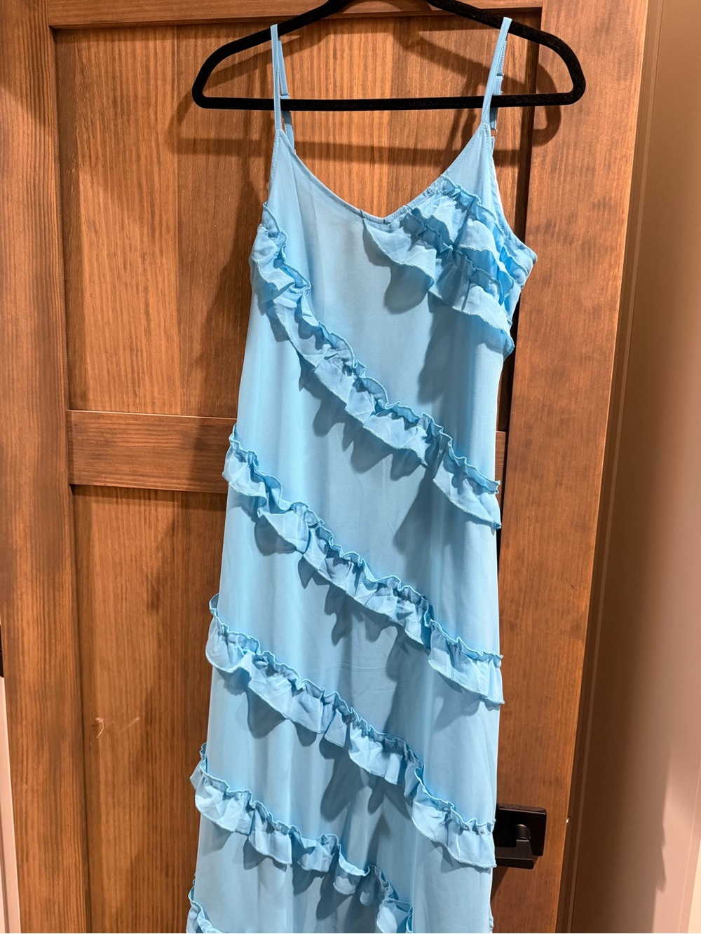 Amazon Light Blue Ruffle Maxi Dress